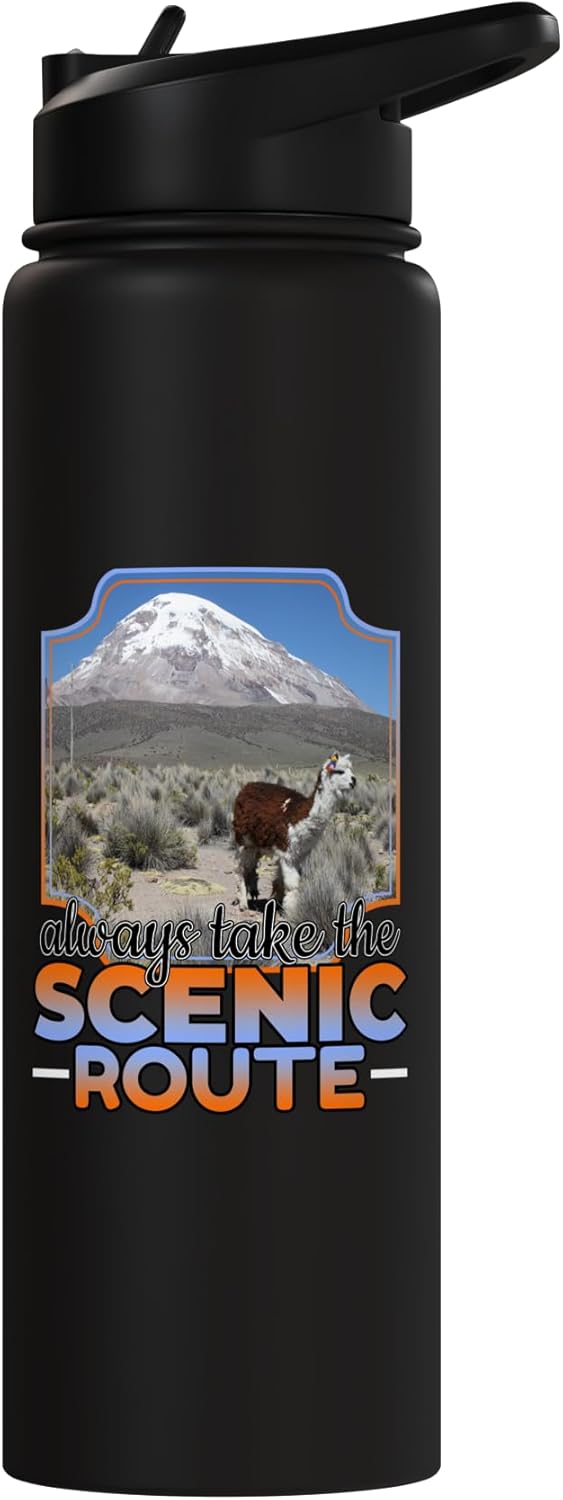 Bottella de agua acero inoxidable aislada con llama nieve