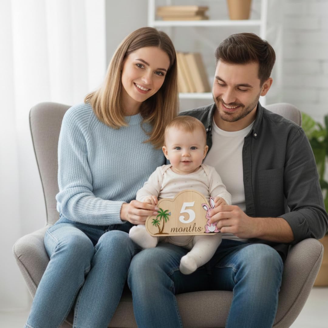 Letreros madera hitos bebé 1-12 meses con números