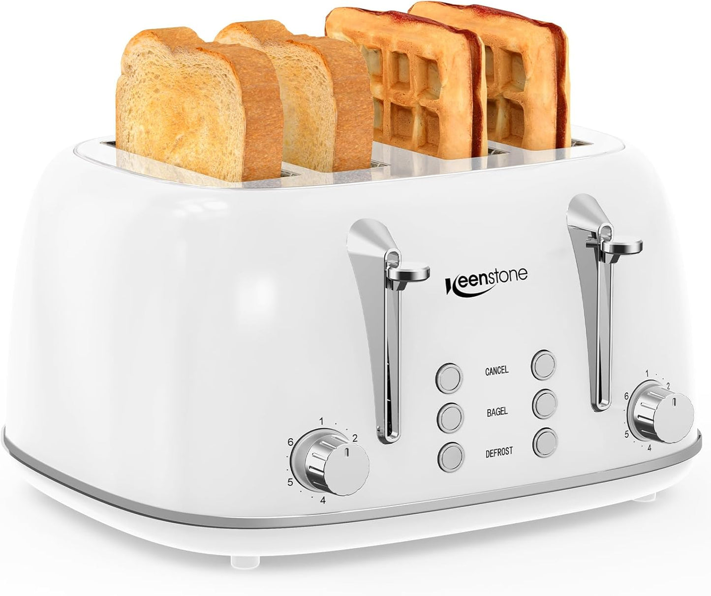 Tostadora 4 rebanadas acero inox con controles duales 6 niveles