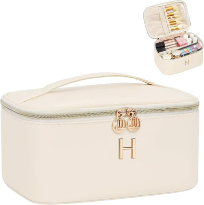 Bolsa maquillaje beige con monograma organizador