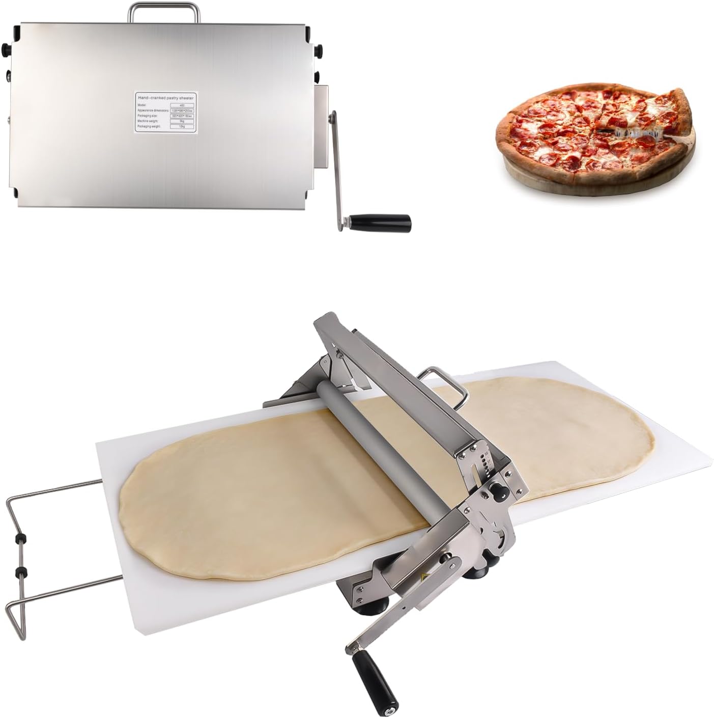 Laminadora manual de masa plegable con rodillo de acero