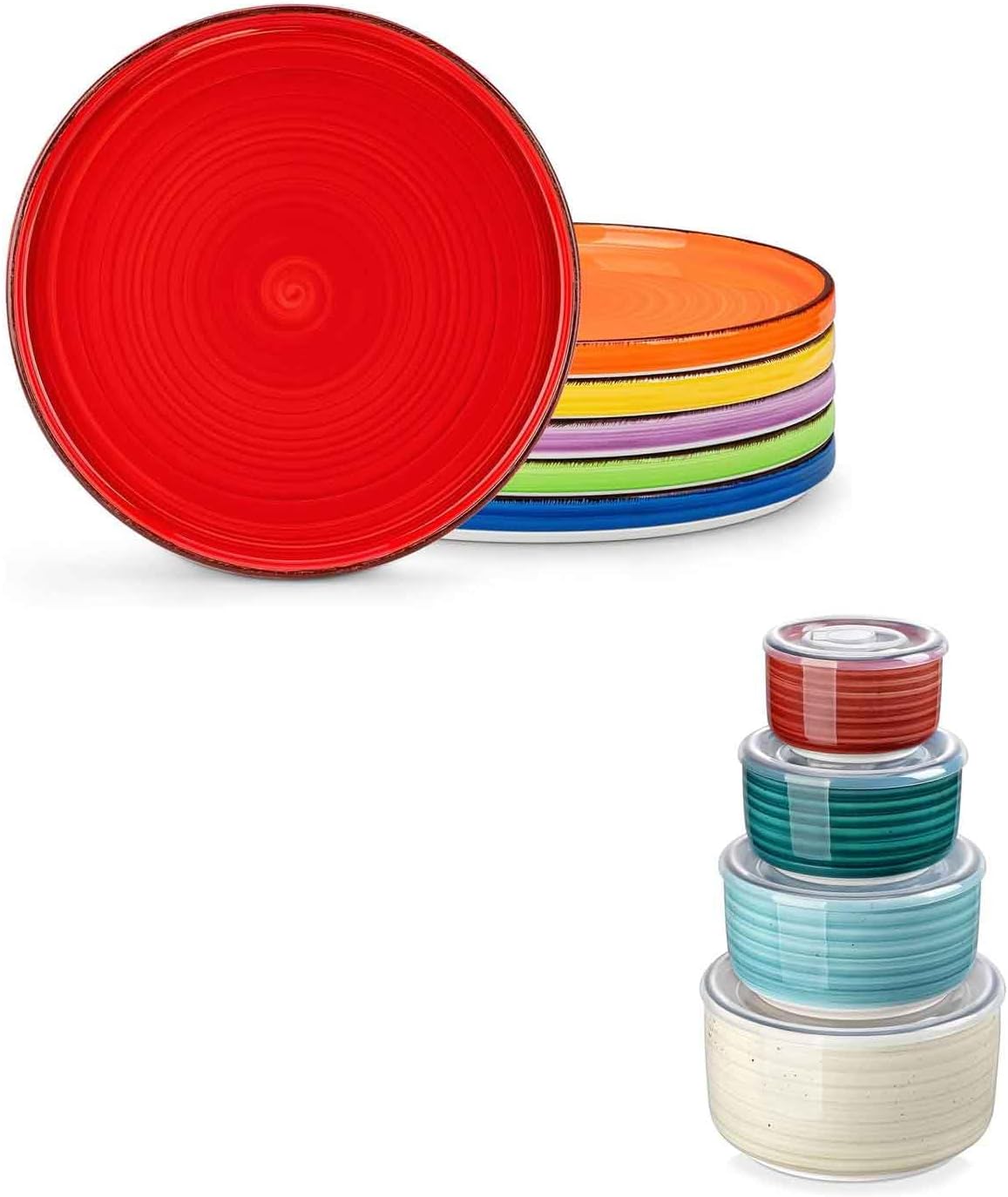 Set 4 Platos Cerámica 10.5 Pulg Con Tapas