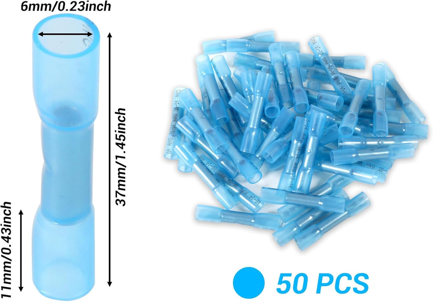 50 Pzas Conectores Termorretráctiles 26-24 AWG Agua