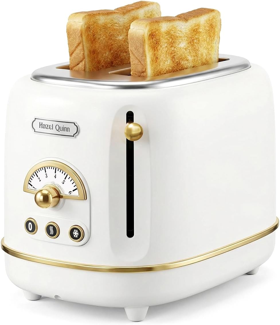 Tostadora Retro 2 Rebanadas 6 Niveles Blanco Perla