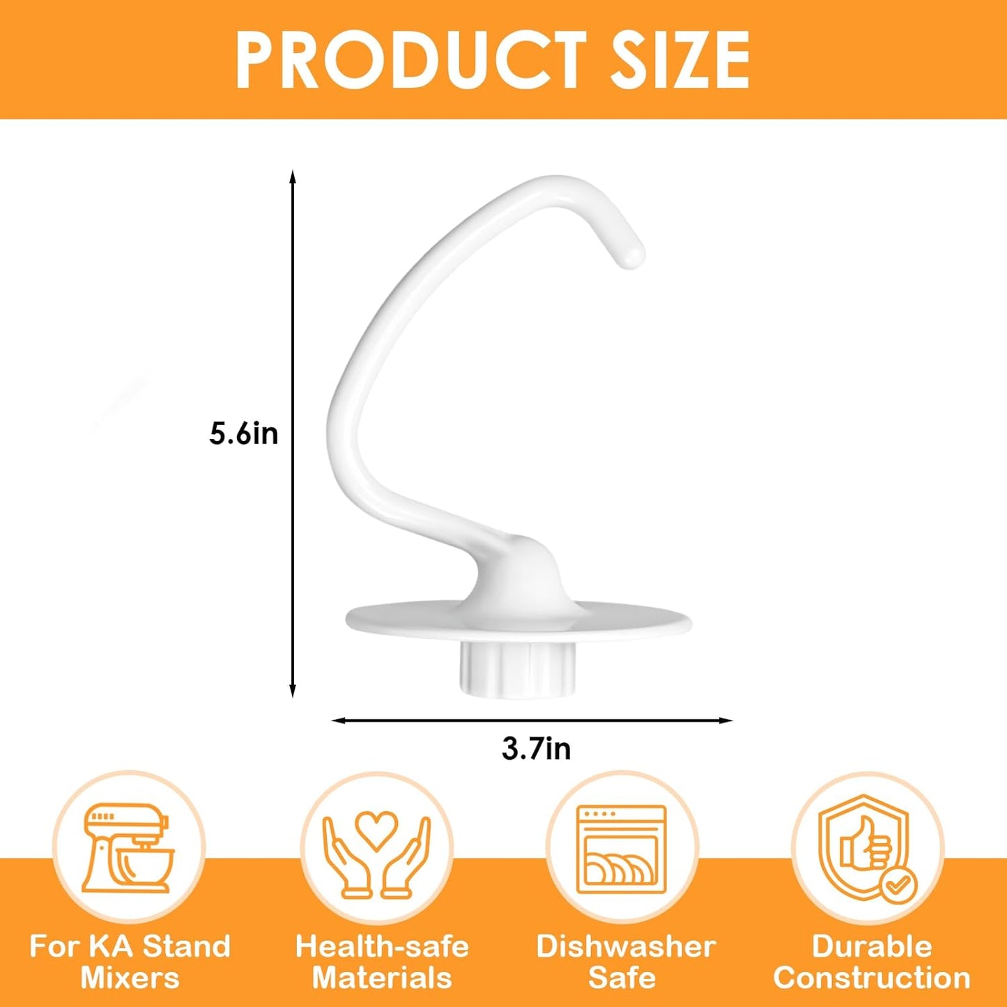 Gancho masa recubierto para batidora KitchenAid 4.5-5qt