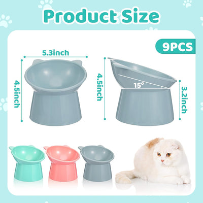 9 Cuencos Plástico para Gatos Inclinados 15 Grados Anti Vómitos