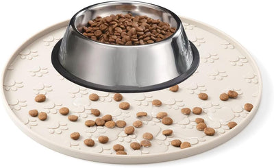 Tapete silicona impermeable para mascotas con bordes crema