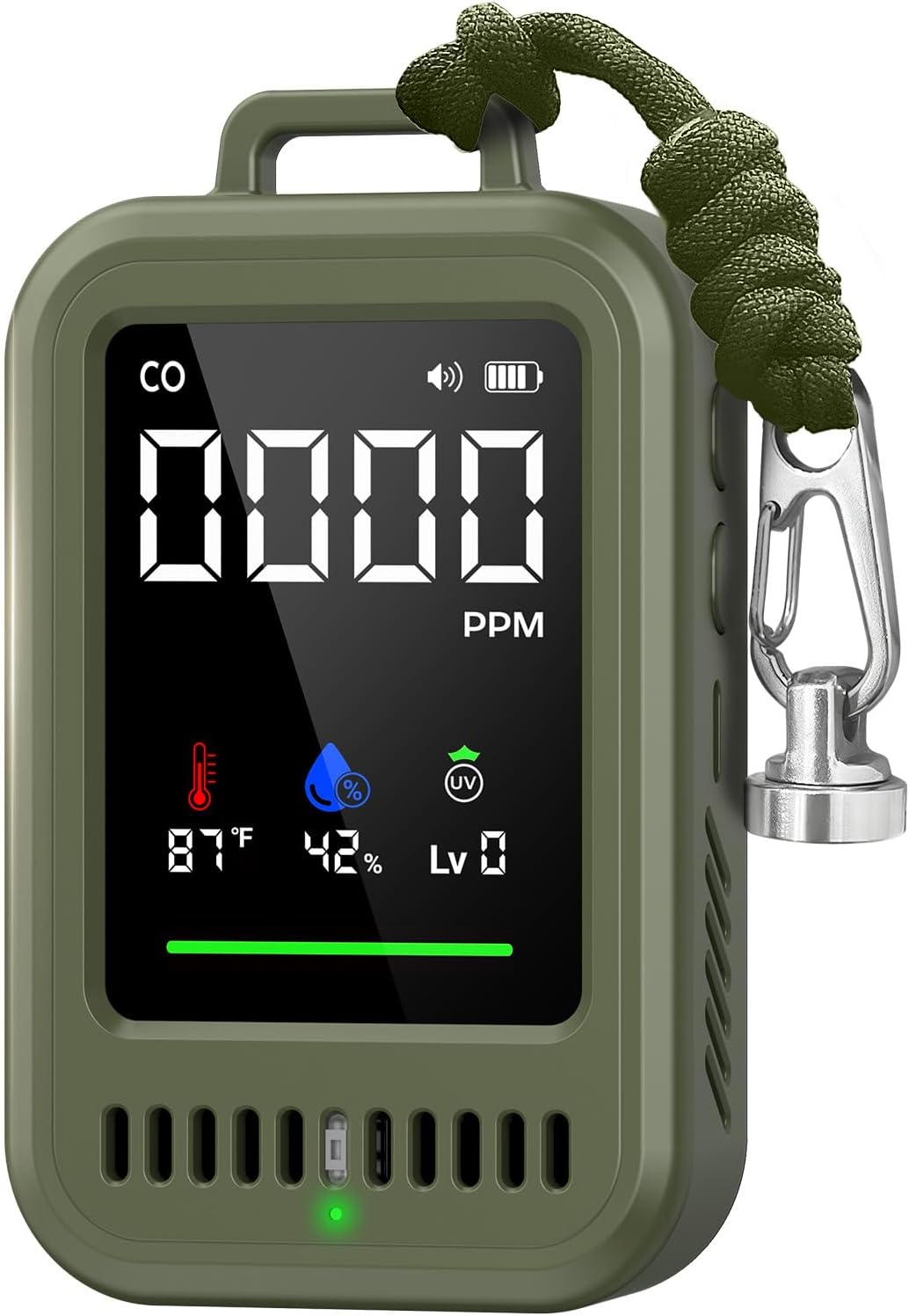 Detector CO 4en1 con alertas audibles y visuales portátil