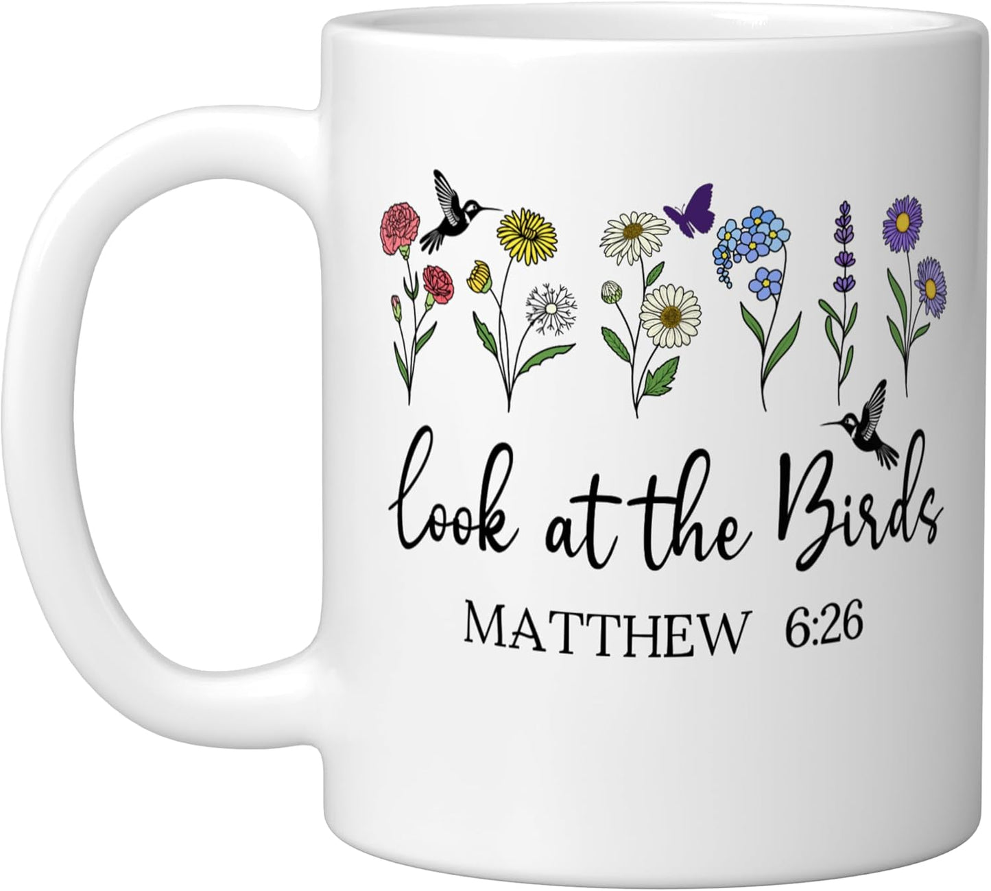 Taza cerámica versículo bíblico Mateo 6:26 blanco