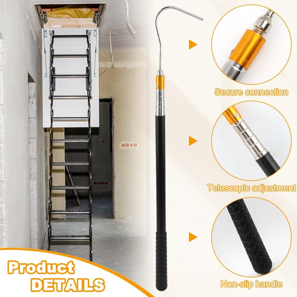 Gancho desplegable para ático kit escalera extensible 64pulg