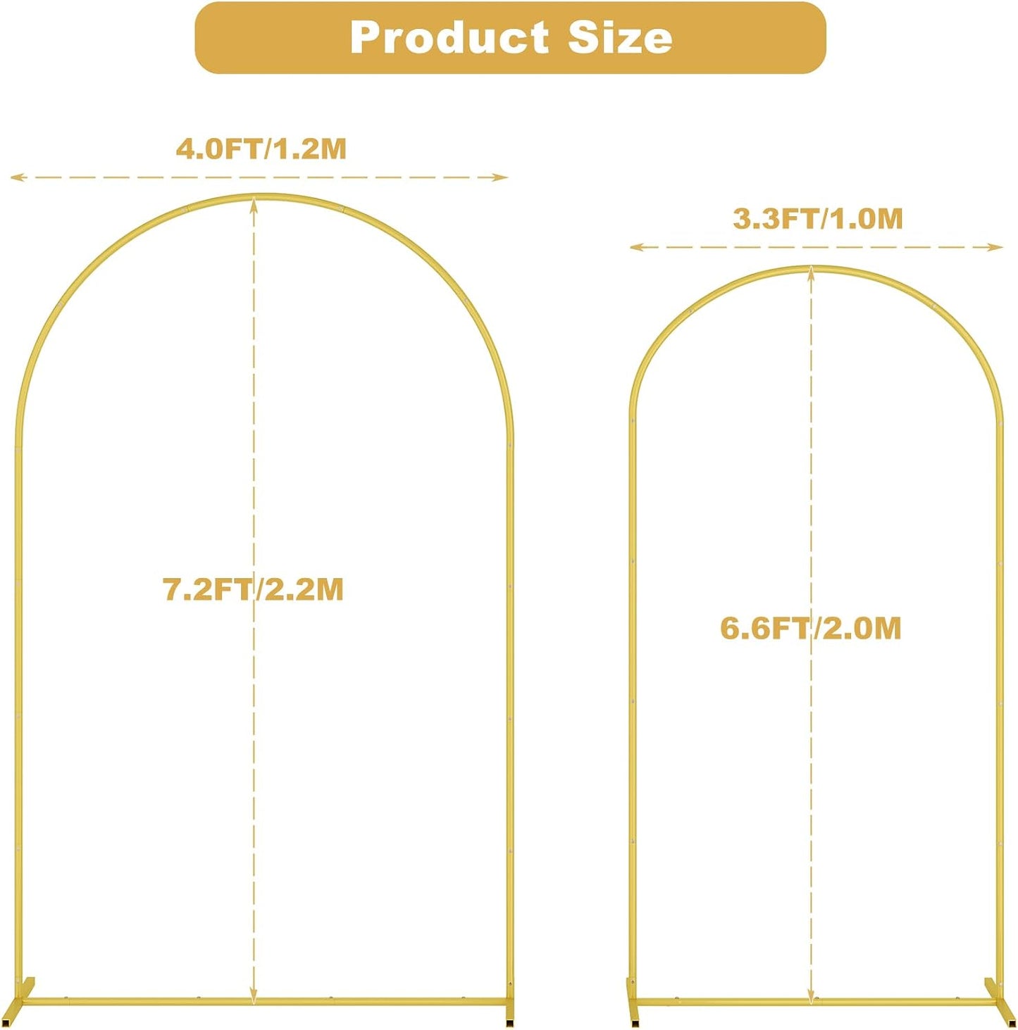 Soporte arco metal 6.6ft para fondos bodas eventos dorado