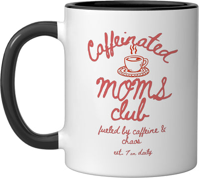 Taza Cerámica Café Humor Caffeinated Moms Club Negro/Blanco