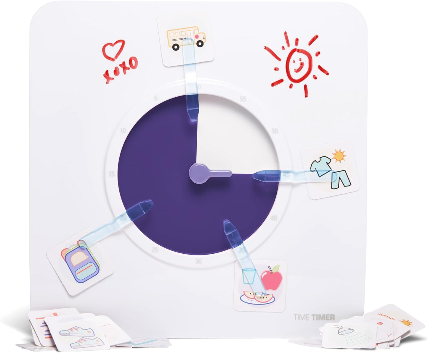 Reloj visual de 8 pulgadas con pizarra para niños y clases