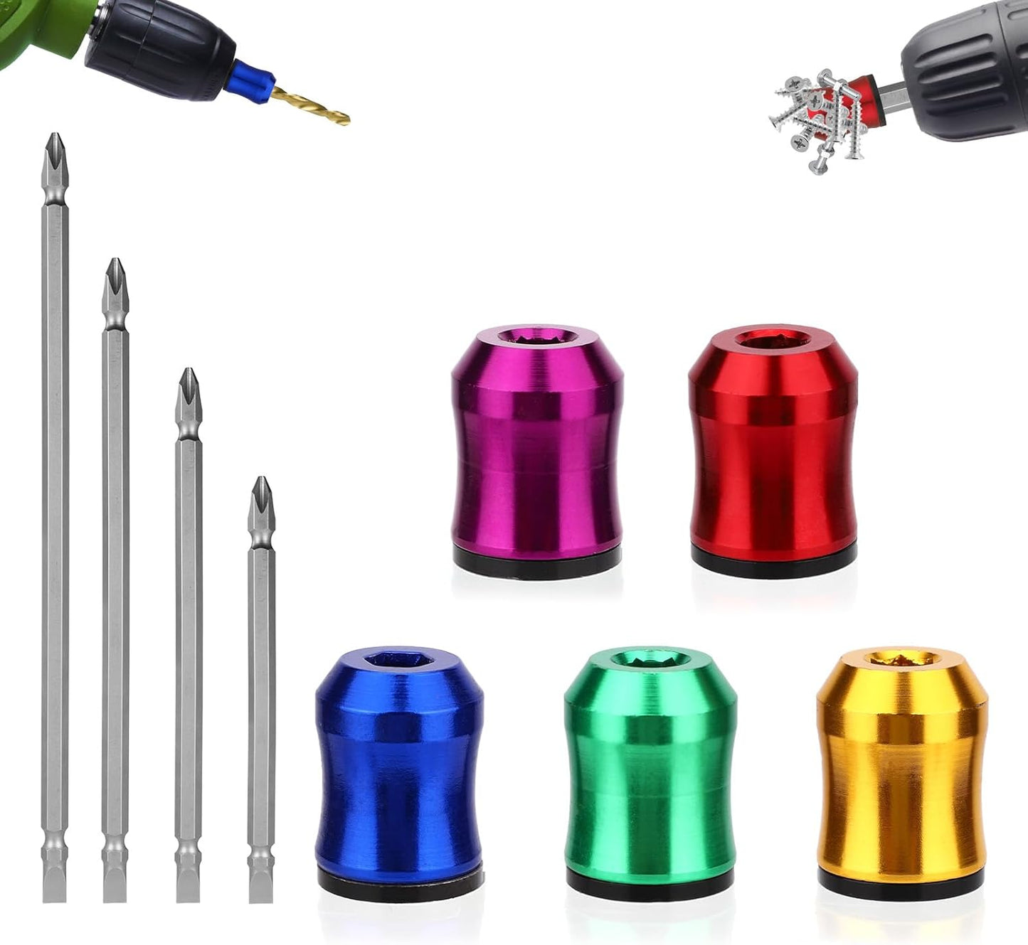 5 Anillos Magnéticos Antiderrap con 4 Destornilladores