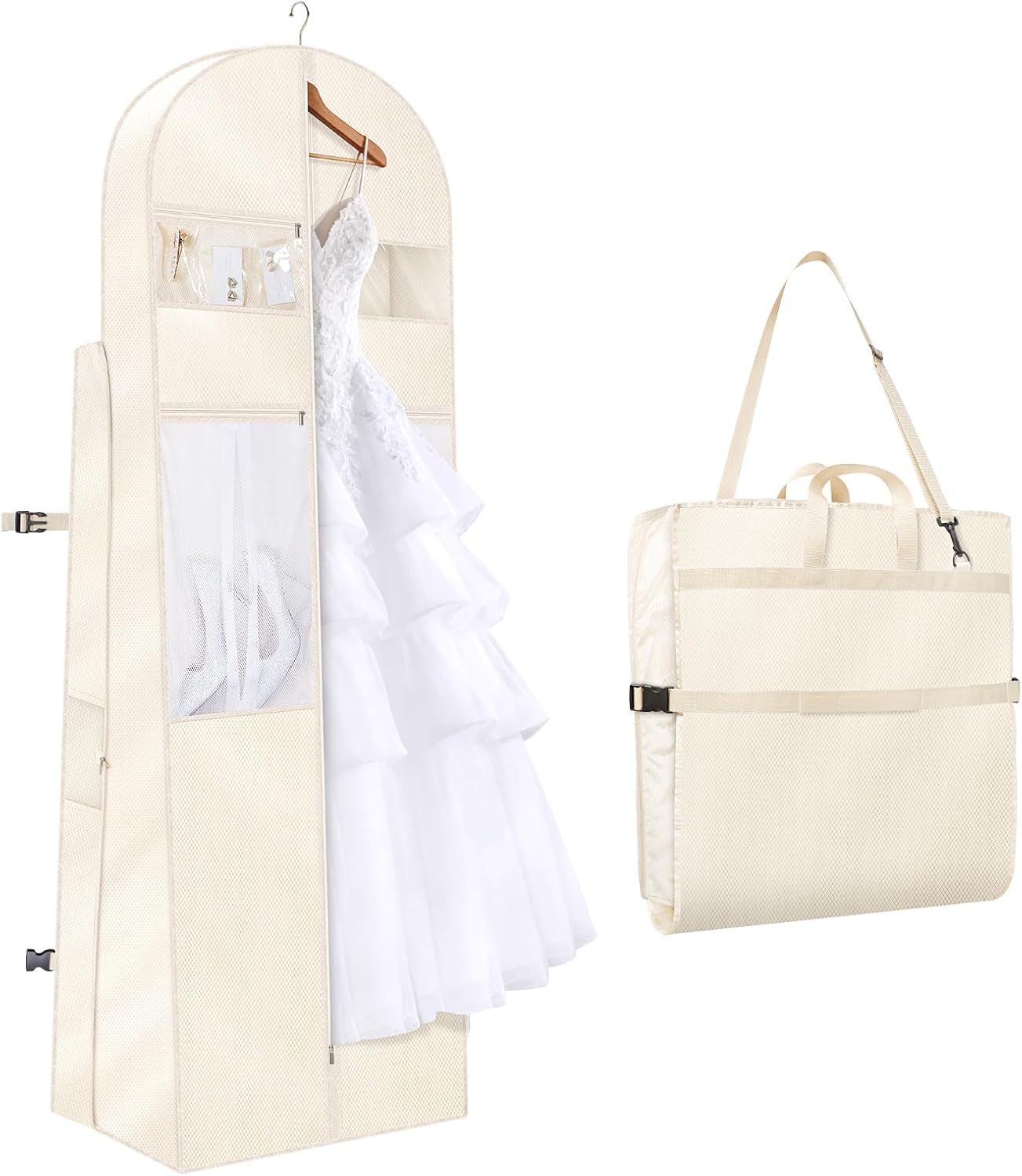Bolsa ropa novia 72pulg tela Oxford cuadros 3 pliegues