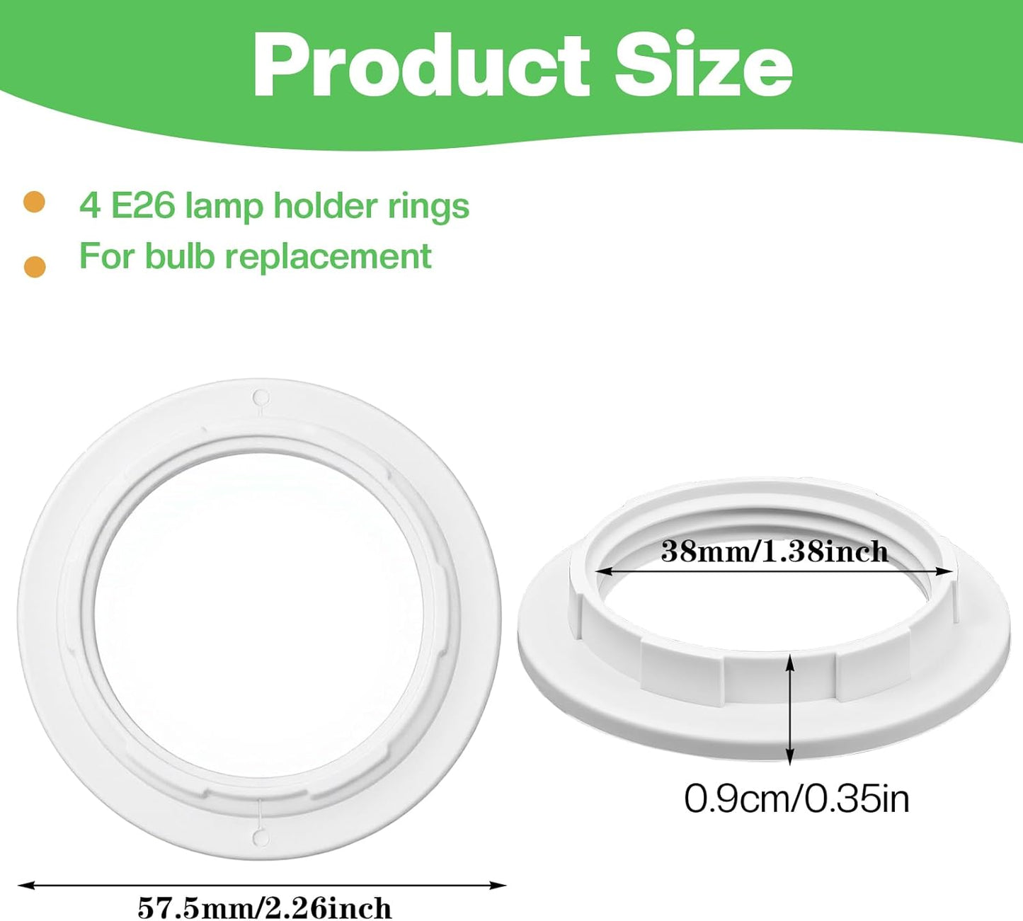 4 Anillos Soporte Lámpara E26/E27 Blanca Repuesto