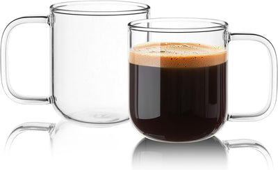 Tazas de vidrio con asas para café, té y capuchino juego de 2