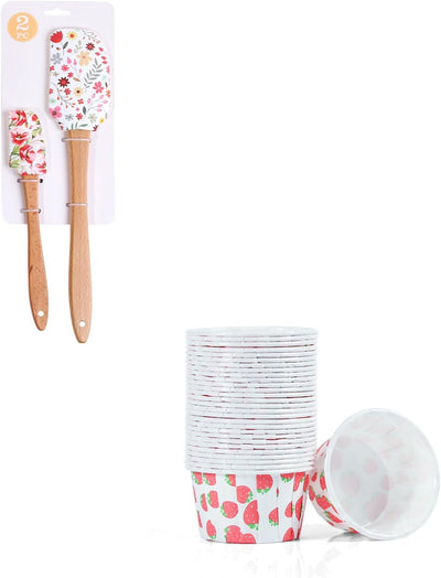 Set de espátulas de silicona y soportes para cupcakes resistente al calor