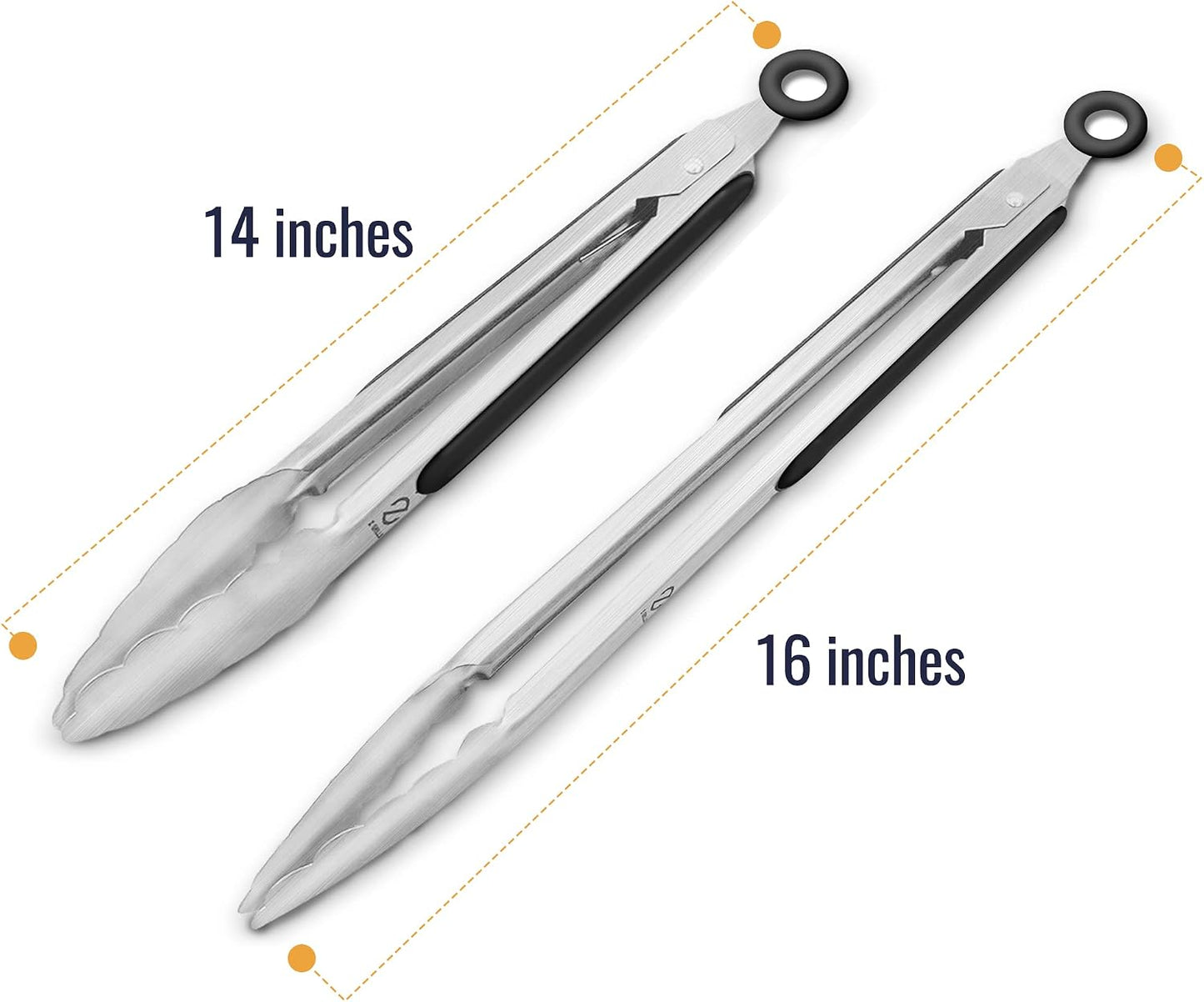 Set 2 Pinzas Acero Inox Mango Resistente Calor Cocina Barbacoa