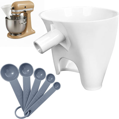 Embudo de harina para mezclador KitchenAid con 5 cucharas medidoras