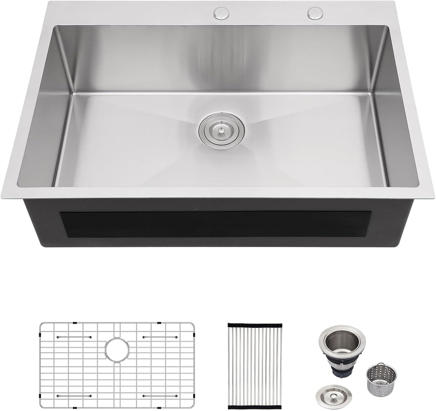 Fregadero cocina acero inox 33x19pulg esquinas redondas