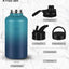 Botella agua acero inox vacío 64oz 3 tapas sin BPA