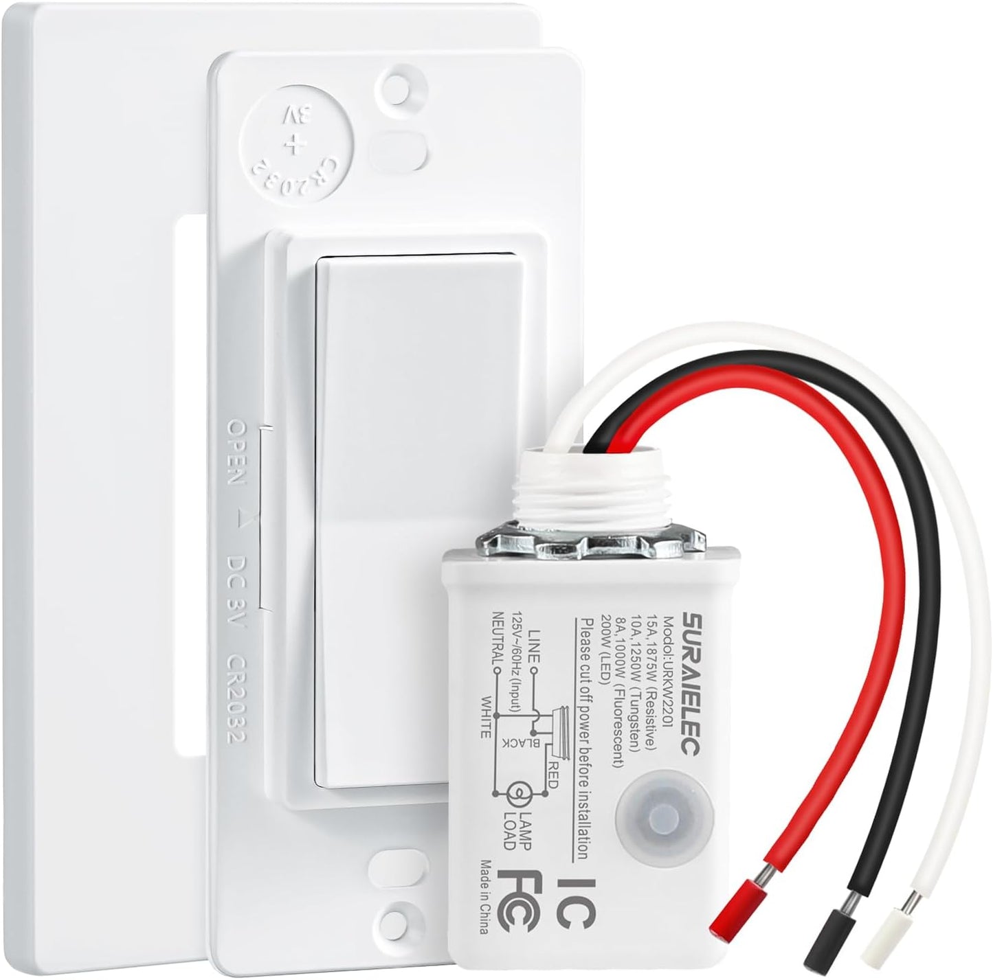 Kit interruptor inalámbrico pared 15A sin cable RF 100pies