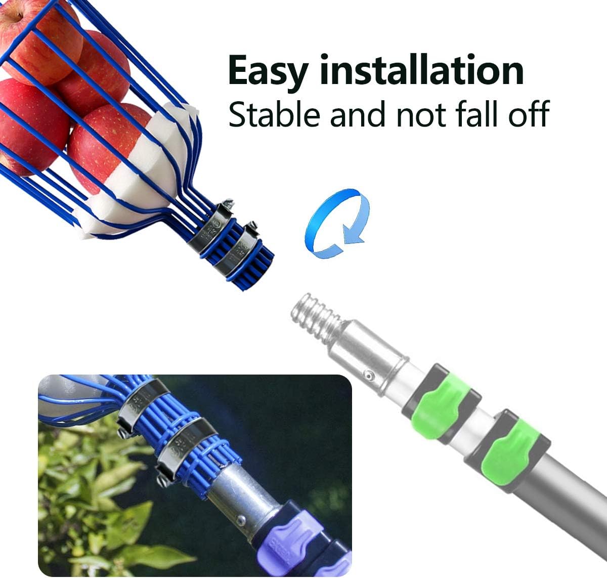 Cabezal cesta recolector frutas 3/4pulg Acme azul