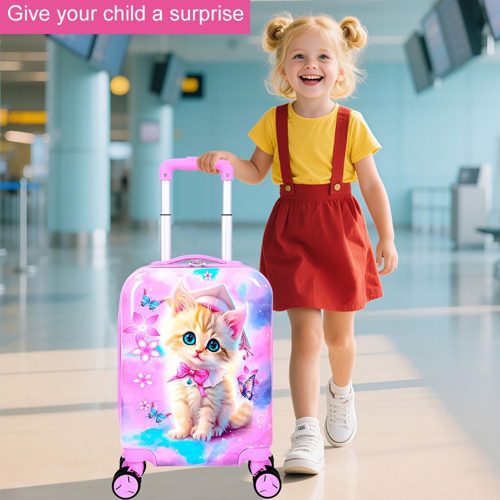 Set 2 maletas para niños con ruedas 360° y almohada cuello