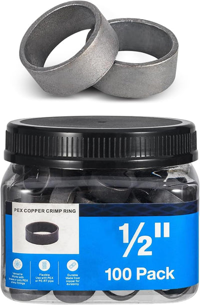100 Anillos Cobre PEX 1/2pulg para Tubos y Accesorios