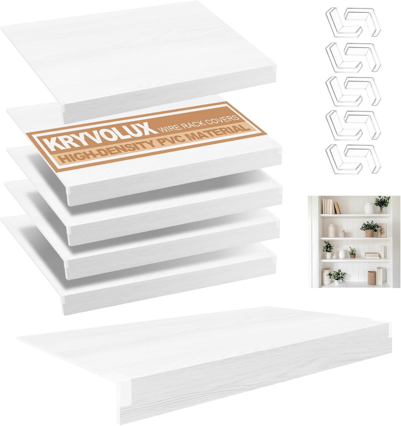 5 Fundas PVC Estantes Alambre 35x12pulg Extraíbles