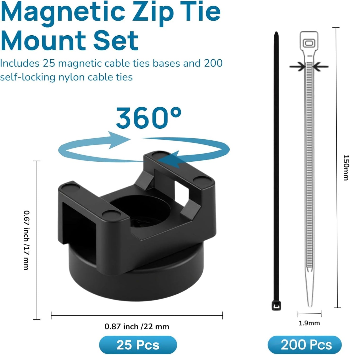 Set 10 Soportes Cinta Magnética 100 Cintas Organizar Cables