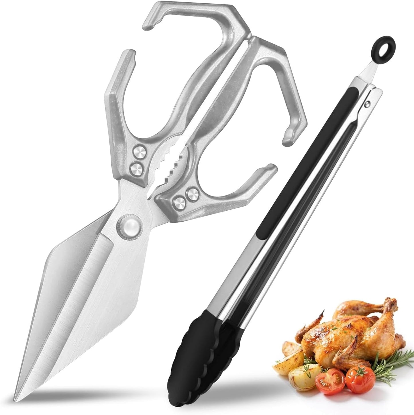 Tijeras y tenazas de cocina profesional en acero inoxidable 3CR13 para carne y hueso con agarre ergonómico