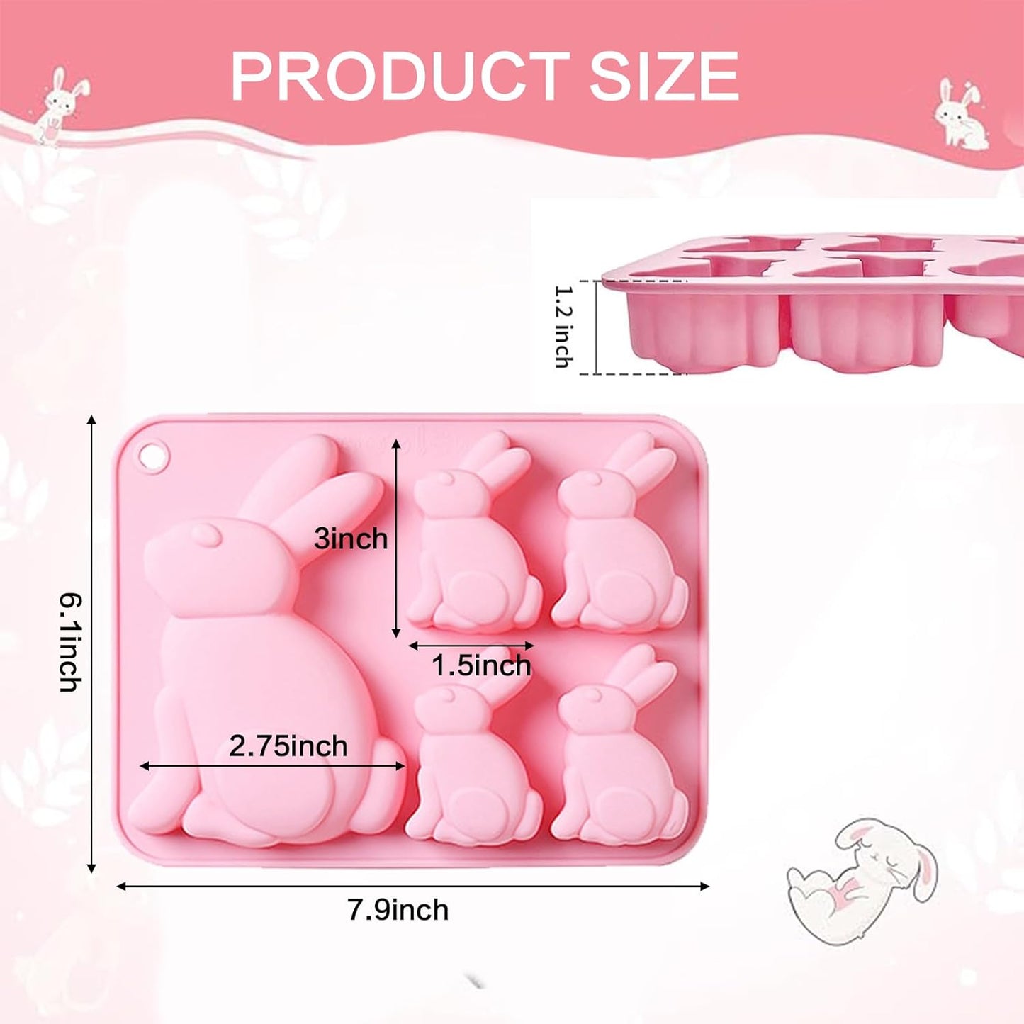 Moldes de silicona de Pascua para chocolate y conejos 3D