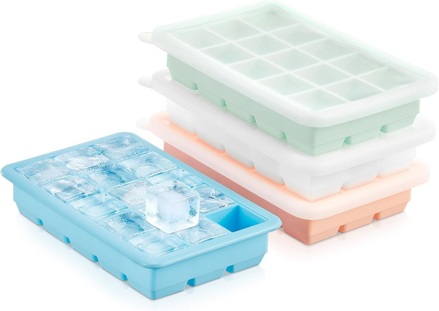 Bandeja para cubitos de hielo sin BPA reutilizable apilable