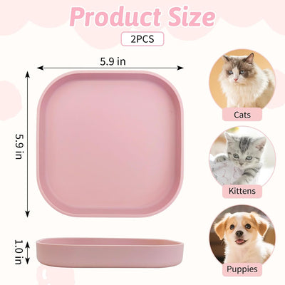 2 Pzas Plato Alimento Gato Perros 5.9x5.9pulg Antideslizante