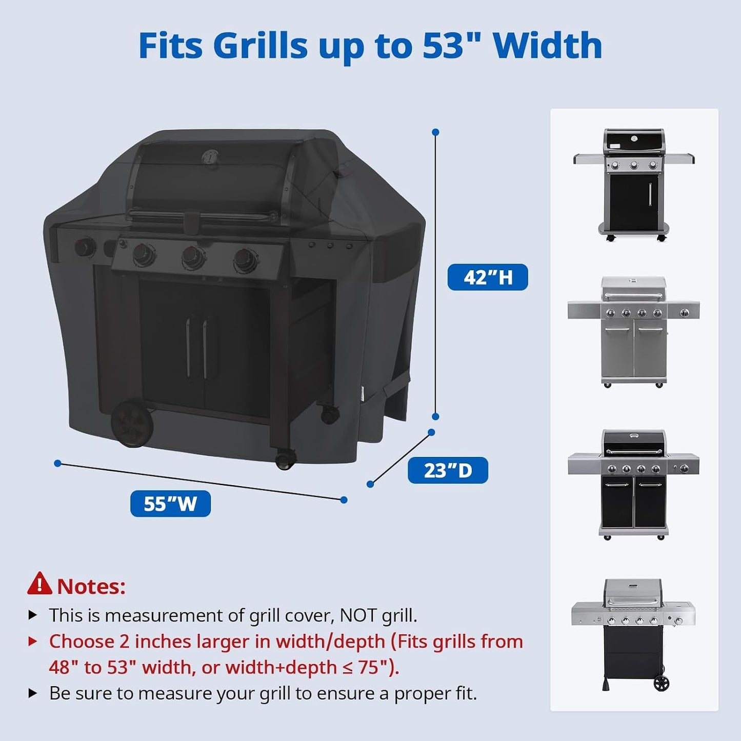 Cubierta parrilla 55pulg impermeable UV resistente