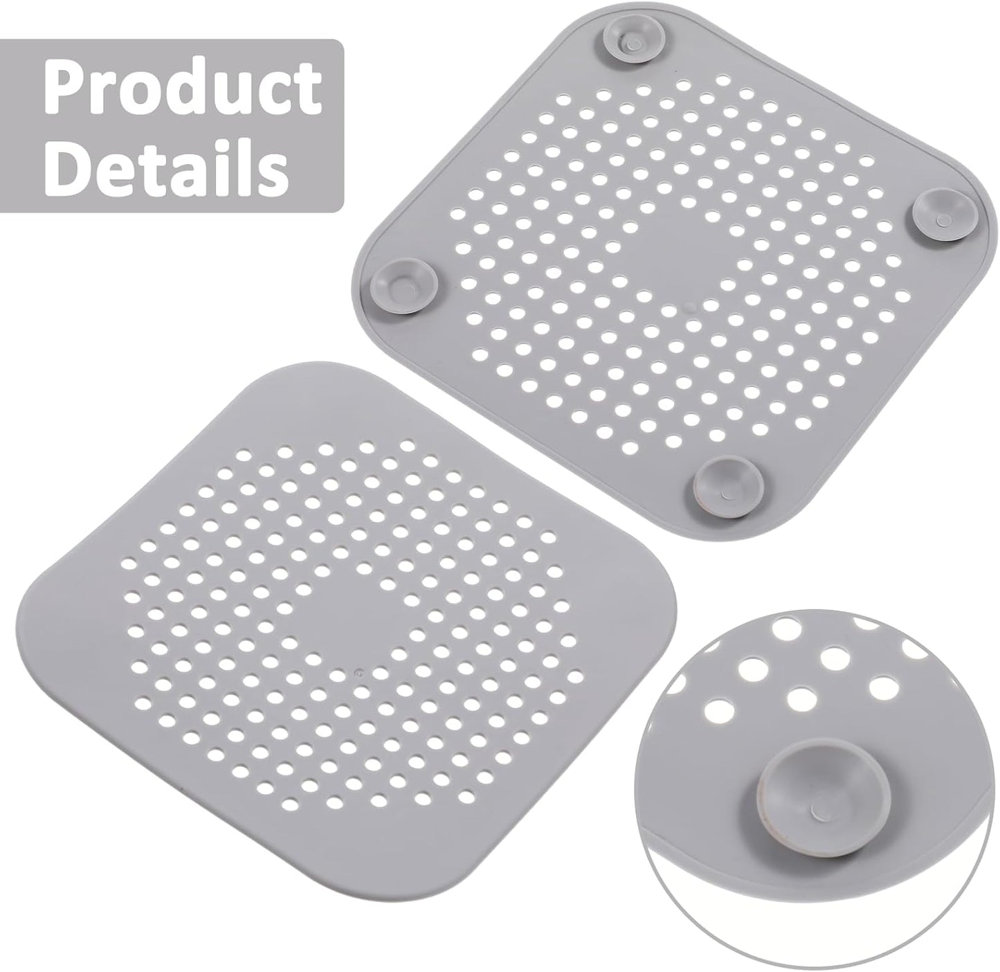 Cubierta drenaje cuadrada 5.7pulg baño cocina gris