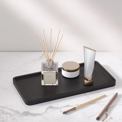 Bandeja de bambú para servir 11.8 x 5.9 pulgadas negro decorativa