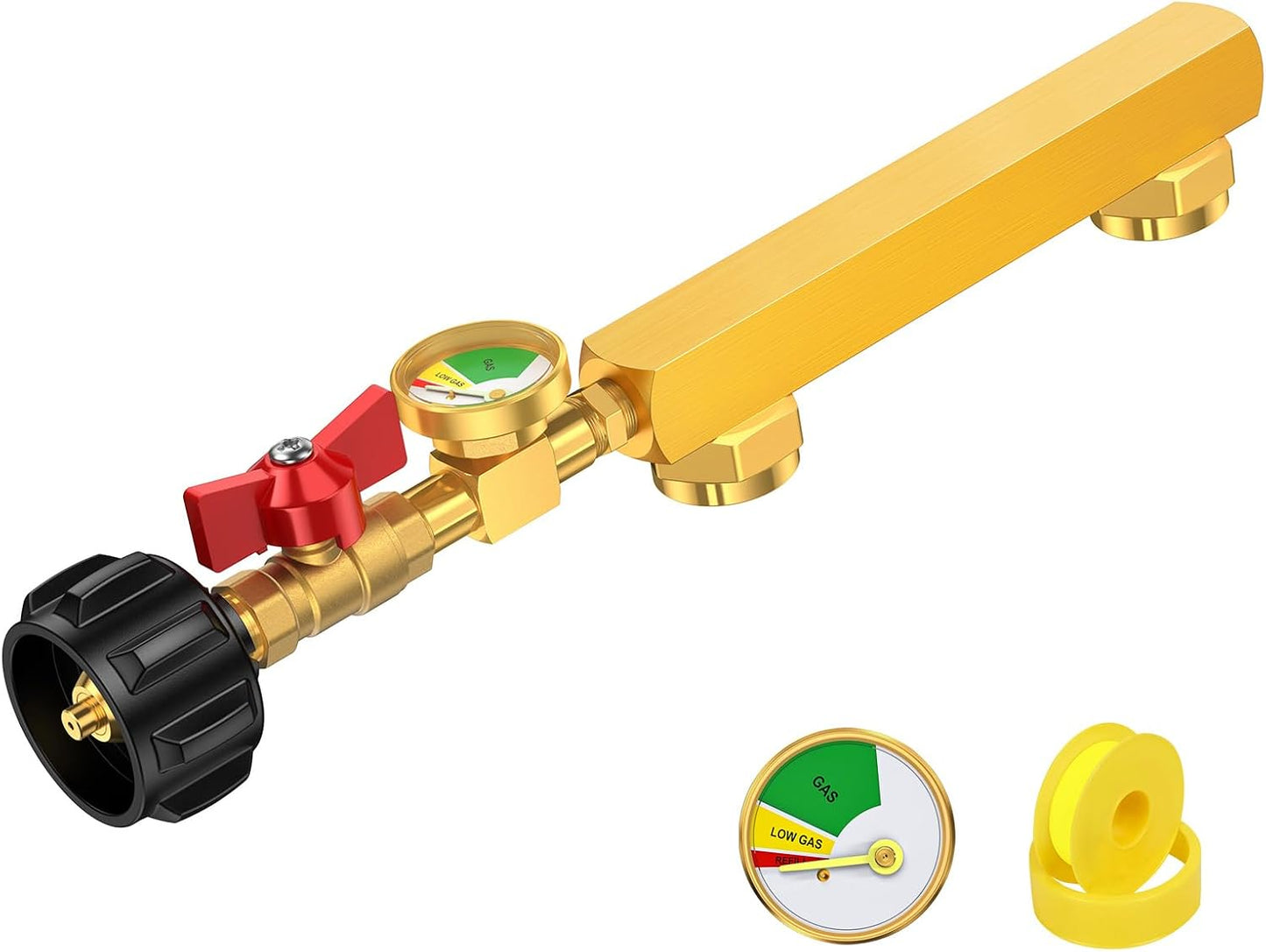 Adaptador recarga propano 1lb con válvula y medidor