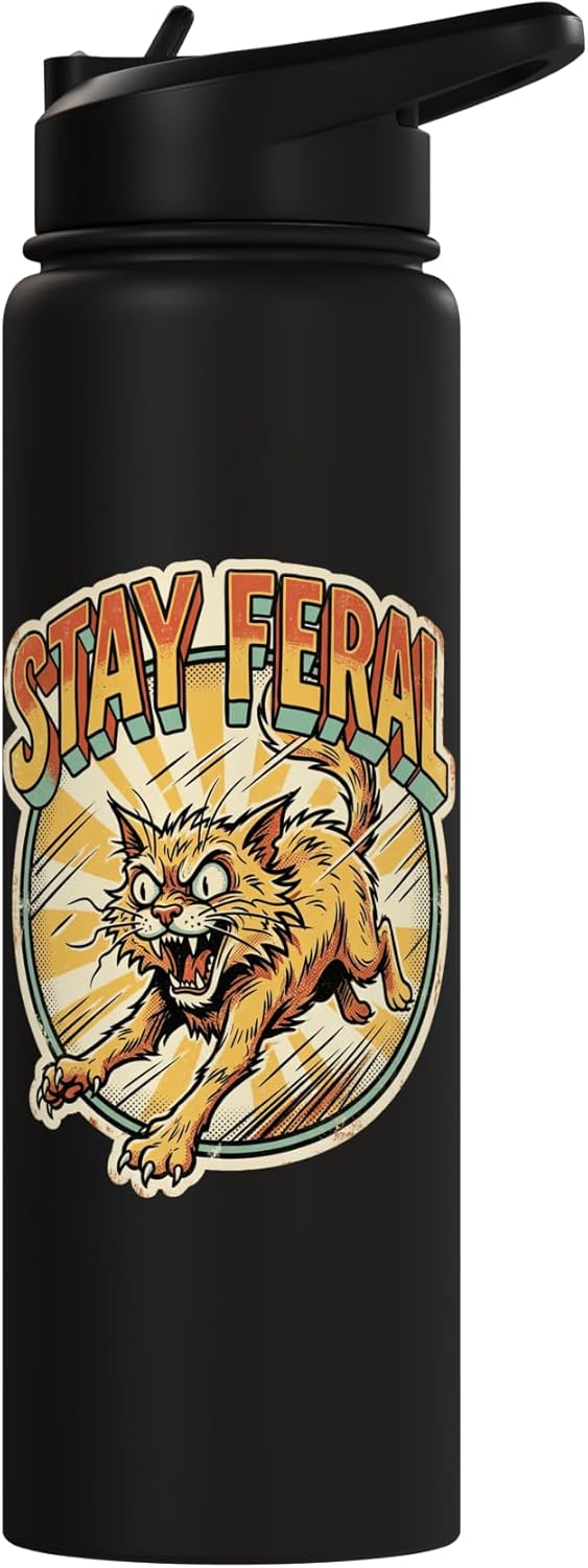 Bottella de agua aislada para gato salvaje de acero inoxidable
