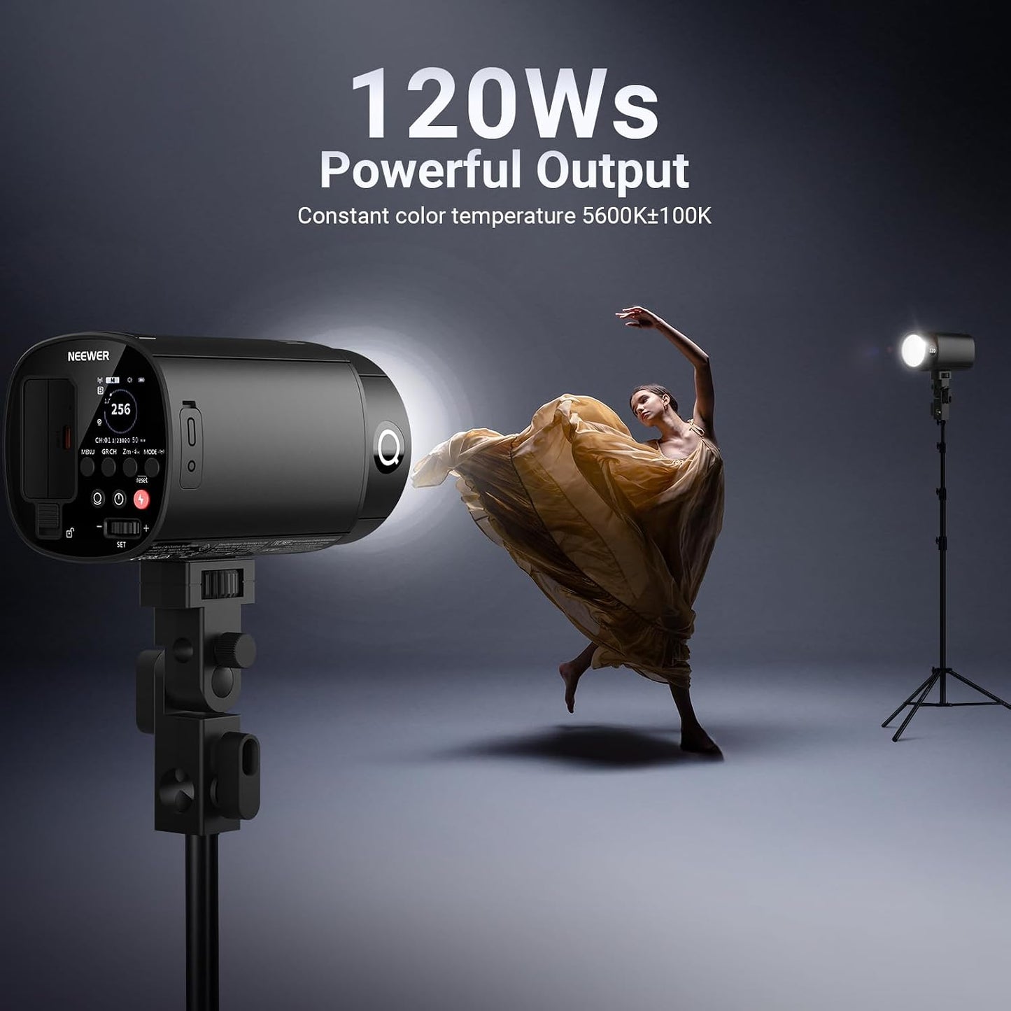 Flash estroboscópico 120Ws 2.4G TTL HSS portátil 420 flashes