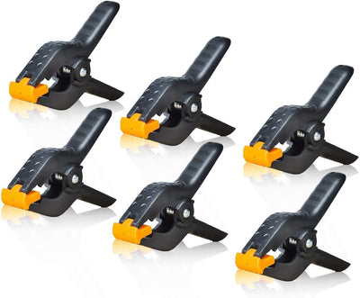 Abrazaderas resorte 4.5pulg para muselina 6 pzas amarillo y negro