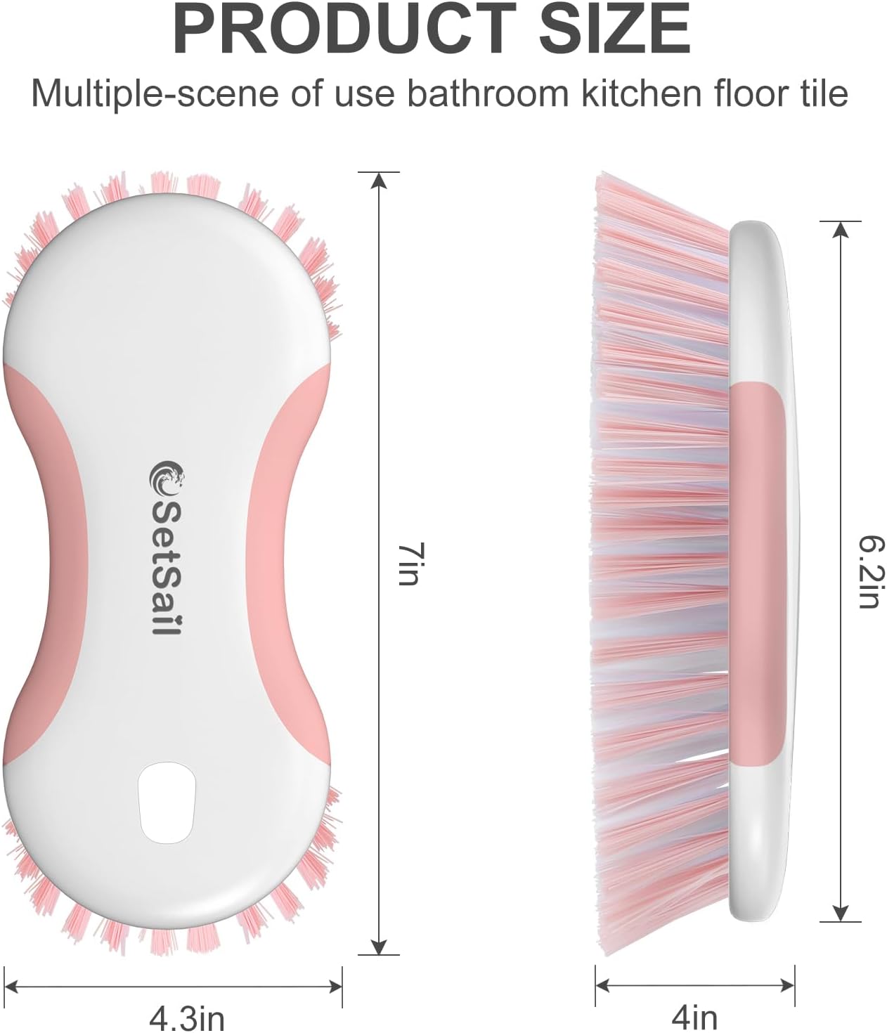 2 Pzas Cepillo Multiusos Rígido Antiderrap Baño Cocina Rosa