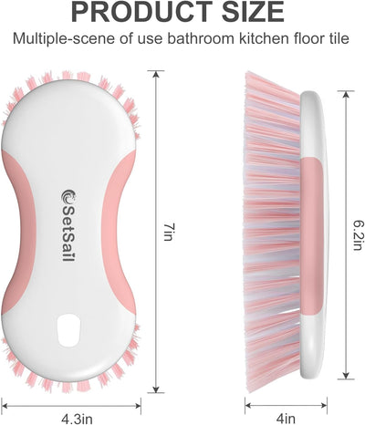 2 Pzas Cepillo Multiusos Rígido Antiderrap Baño Cocina Rosa