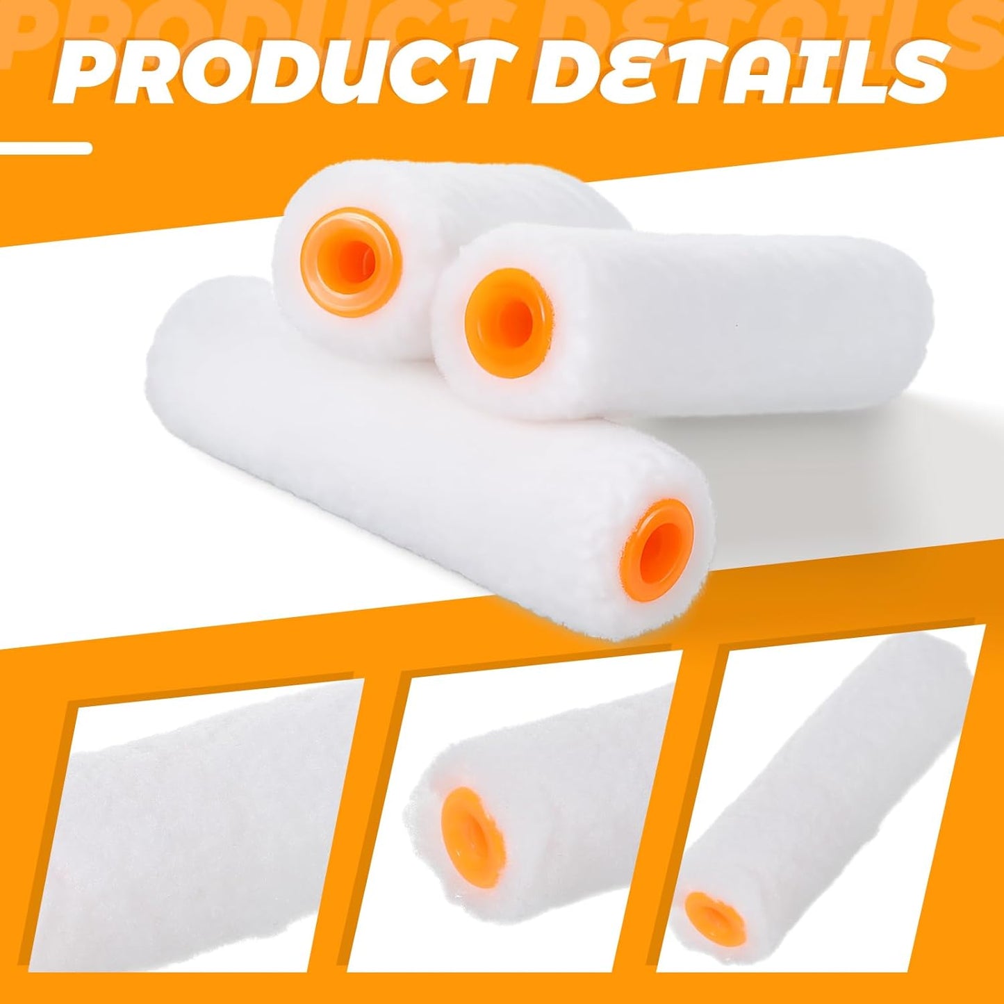 5 Rodillos Espuma 4pulg Reutilizables para Gabinetes