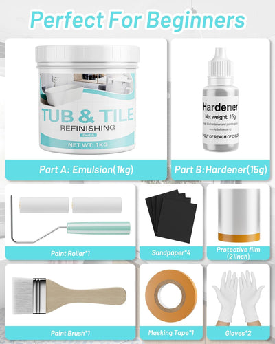 Kit pintura azulejos 35oz blanco semibrillante 50-55ft