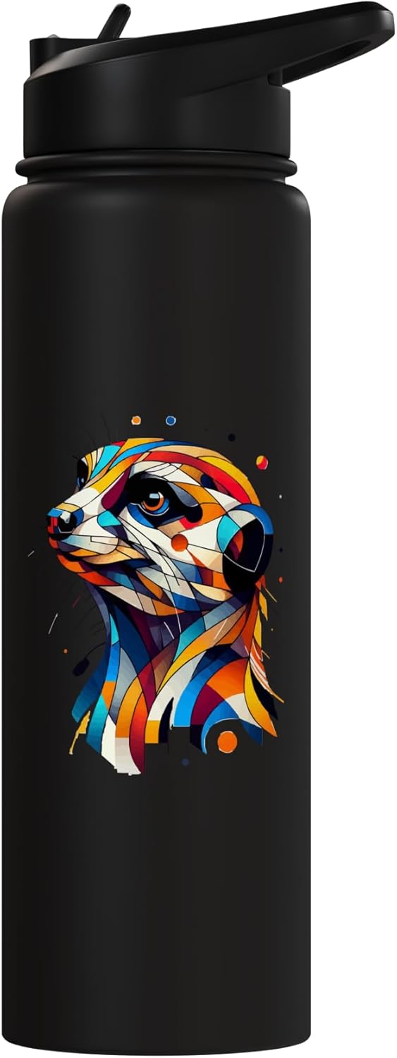 Botella de agua acero inoxidable geométrica amante del meerkat