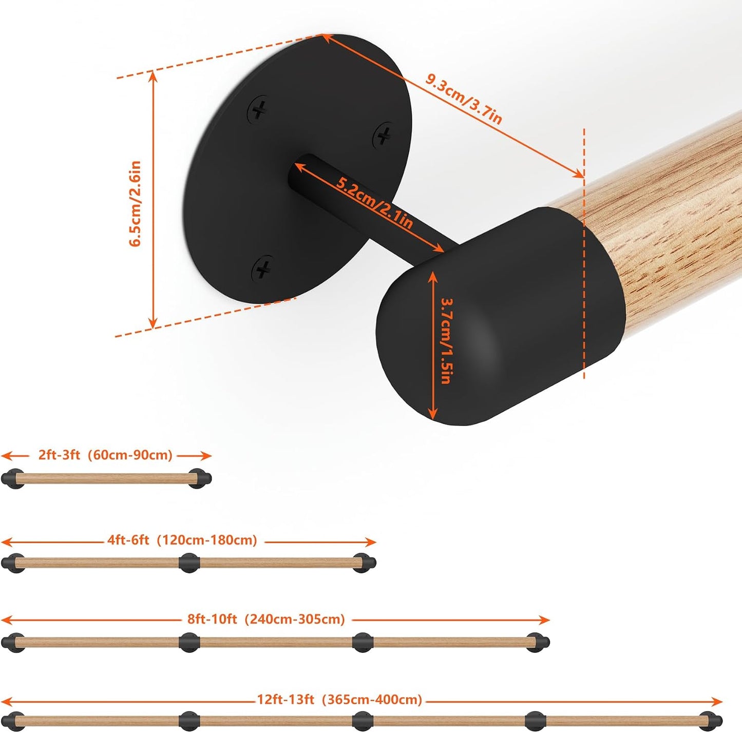 Barandilla redonda madera 10ft escalera interior antideslizante