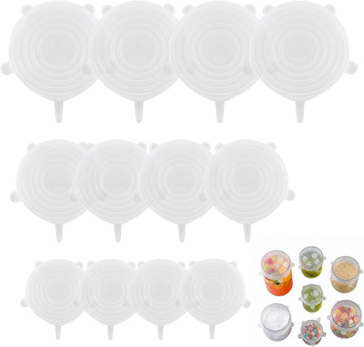 Tapas elásticas de silicona pequeñas paquete 12 fundas reutilizables para alimentos